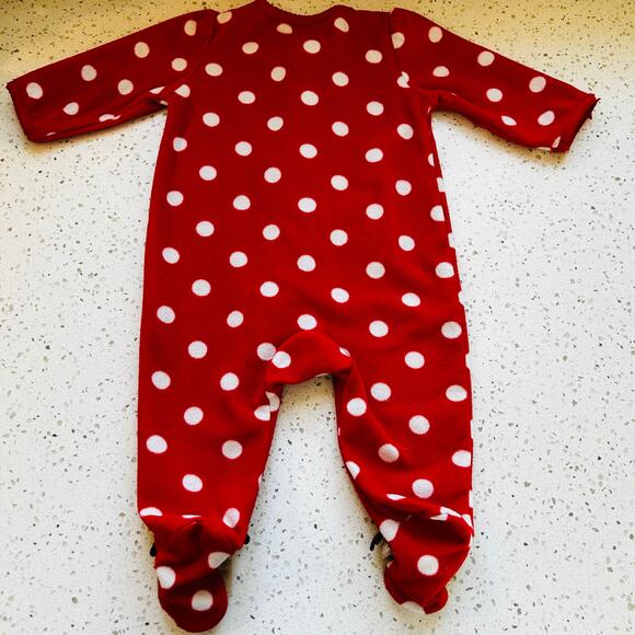 6 Month Christmas Polka Dot Fleece Footed Pajamas - Picture 3 of 5